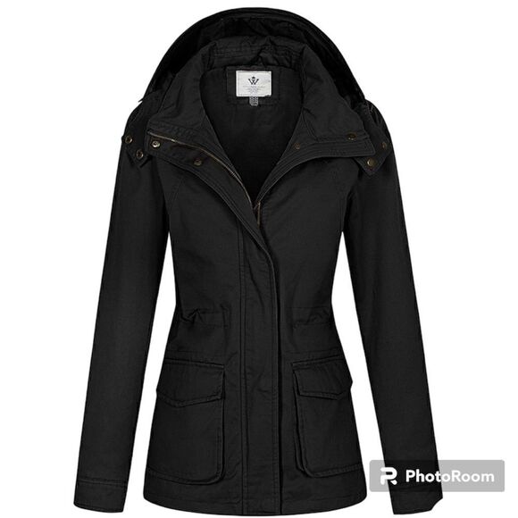 WenVen Women's Utility Jacket Hooded Lightweight Cotton Casual - L - NWT - Picture 2 of 7